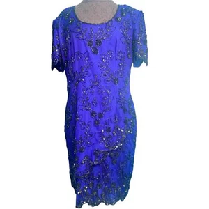 Vestido midi de seda de noche Stenay para mujer talla mediana lentejuelas con cuentas - Imagen 1 de 12