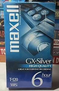 Maxell T-120 VHS Leerband GX Silber 6 Stunden Versiegelt Neu - Bild 1 von 4