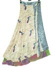 Sushila Vintage Cream & Pink Silk Saree Magic Wrap Reversible Skirt Beach Dress