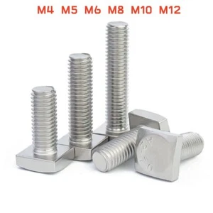 Metric M4 M5 M6 M8 M10 M12 A2 Stainless Steel Square Head Bolt T Bolts Screws - Picture 1 of 7