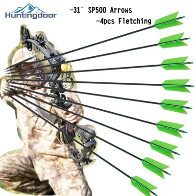31" Hunting Arrows 4pc Nature Fletching SP500 Arrows for Recurve bow/Compoundbow - Image 1 of 4