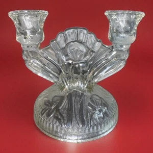 Vtg Jeannette Depression Candlestick Candle Holder Iris Pattern-1928 ~ 1932 -EUC - Picture 1 of 9