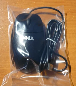 Dell M-UK DEL3 USB Wired Mechanical Ball Wheel Mouse BLACK - NEW OPEN BOX - Picture 1 of 4