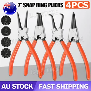 4-Piece 7" Circlip Pliers Set Internal External Bent Straight Snap Ring Tool - Picture 1 of 9