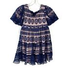 Bonnie Jean Girls Pink & Navy Blue Lace Layered Spring Dress Size 8 Formal