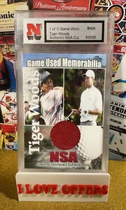 NSA 1/1 TIGER WOODS CONFUSED LOOK RED SHINY SHIRT GAME USED NIKE C STORE RARE - Picture 1 of 8
