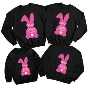 Personalised Family Bunny Happy Easter Sweatshirt Jumper Festival Holiday #ED - Picture 1 of 27