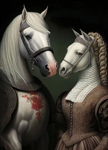 Aristokratisches Pferdepaar - süße lustige Tiere - Poster - Bild 1 von 5