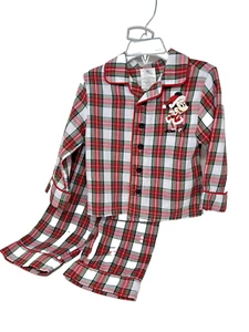 Disney Store Mickey Mouse Plaid Pajama Set Holiday Boys Christmas Size US 2 - Picture 1 of 5