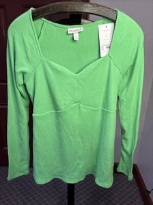 Isabel Maternity Isabel Korsett gerippt limettengrün L/S Umstandstop Gr: M neu mit Etikett $ 24 - Bild 1 von 5