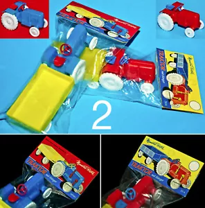 2x MANURBA WUNDERSCHÖNES PLASTIK TRAKTOR GESPANN METALLACHSER 1970s JEAN HÖFLER - Bild 1 von 23