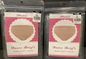 2 iMucci Professional Girl Ballet Dance Gymnastics Briefs Size Large Tan Clr NEW - Picture 1 of 5
