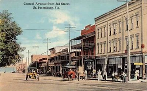 Postal J86/San Petersburgo Florida c1910 tiendas Central Avenue autos 441 - Imagen 1 de 4