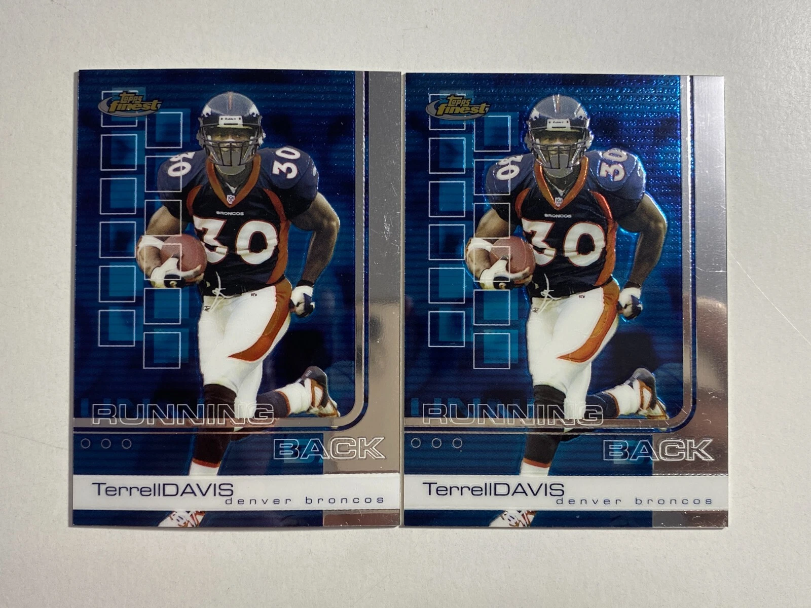 2002 TOPPS FINEST #8 TERRELL DAVIS LOT 2 NM-MT CHROME NFL FOOTBALL CARDS