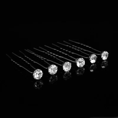 Silver Rhinestone Stud Bridal Wedding Hair Pin - Set of 6  - Image 1 of 4
