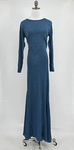 Polo Ralph Lauren Blue Waffle Knit Cotton Long Sleeve Maxi Shirt Dress Sz M - Picture 1 of 8