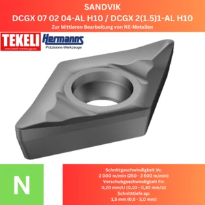 10 x SANDVIK DCGX 07 02 04-AL H10 / DCGX 2(1.5)1-AL H10 für NE-Metallen - Picture 1 of 5