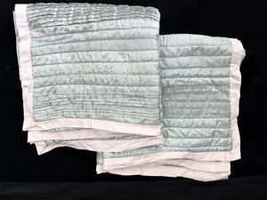 Anthology 2 pillowcases sham set Euro size 27 x 27 quilted pleated green - Picture 1 of 6