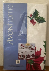 Vintage Avon Home Fashions Weihnachten Punktsettia Stoff Tischdecke rund 70 Zoll Neu - Bild 1 von 6