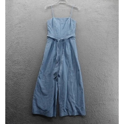 Macacão cropped J Crew Chambray sem mangas 00 azul feminino com cinto perna larga - Imagem 1 de 4