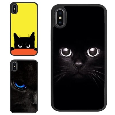 Fitted Case Skin Black Cat Staring Eyes For Motorola Apple iPhone Samsung Galaxy - Image 1 of 4