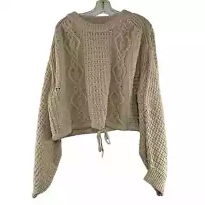 Gianni Bini Pullover Sweater Womens Size L Beige Cropped Wool Alpaca Blend - Picture 1 of 8