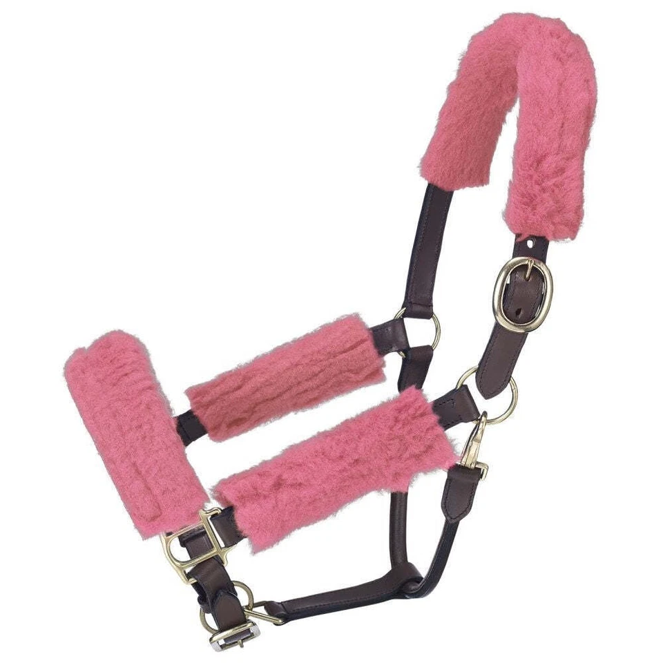 JT INTERNATIONAL New! Tough-1 Horse size FLEECE HALTER SET w Padding Crown cheek noseband8 COLORS