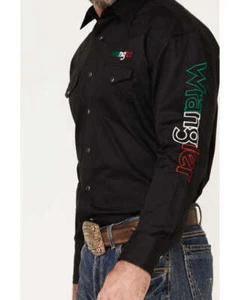 CAMISA WRANGLER HOMBRE BANDERA DE MÉXICO LOGO BROCHE DE PRESIÓN NEGRO - 112317124 - Imagen 1 de 4
