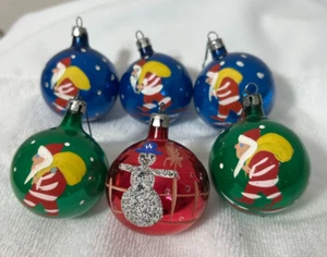 VTG Hand Painted Mercury Glass Christmas Ornament Lot Poland Mica Santa Clause - Picture 1 of 11