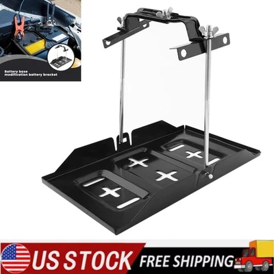 Car Storage Battery Holder Hold Down Tray Adjustable Bracket 23cm Screw Rod ABS - Image 1 of 4