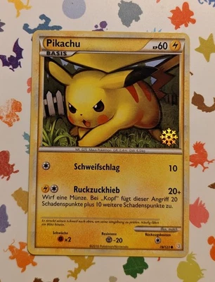 Pokemon TCG Pikachu 78/123 HGSS *German* Snowflake Stamp Promo 2010 Holiday - Image 1 of 4