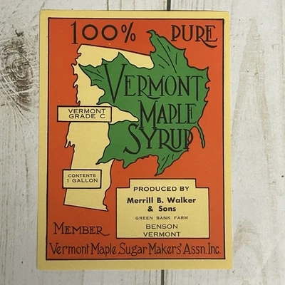Green Bank Farm Maple Syrup Tin Label South Benson Vermont Sugar - Image 1 of 4