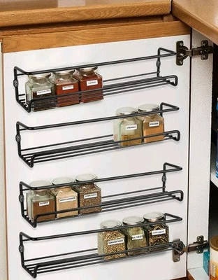 4x Kitchen Cupboard Door/Wall Mounted Spice Rack Holder Organizer Rack Shelf - Image 1 of 3
