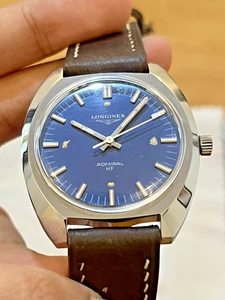 RARO Vintage Cuerda Manual Longines Admiral HF Esfera Azul - Imagen 1 de 9