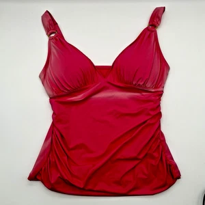 BLEU BY ROD BEATTIE Women's Fantasy Rose Red Tankini Top - Size 10 NWT Top Only - Picture 1 of 9
