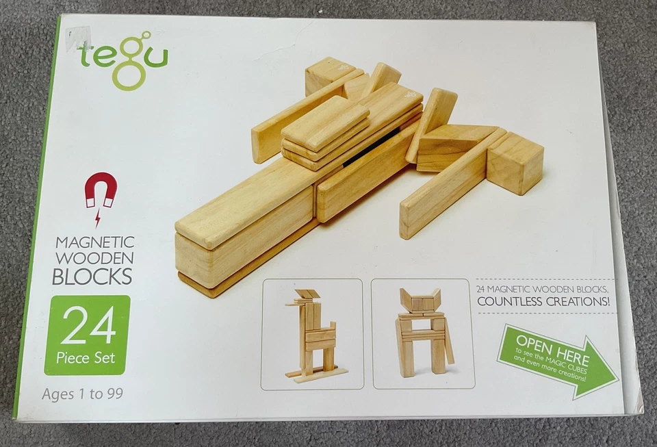 Tegu 24 Piece Magnetic Wooden Block building toy Set Natural open ended stem toy - Image 1 of 3