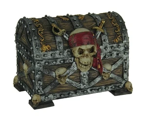 Skull and Swords Pirate Treasure Chest Trinket Box - Picture 1 of 3