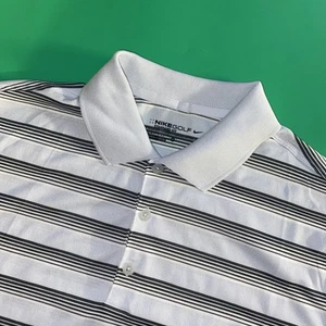 Nike Golf Mens Med Black Strip Short Sleeve Golf Performance Dri-Fit Polo Shirt - Picture 1 of 6