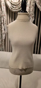 Suéter Ralph Lauren Para Mujer Cuello Alto Sin Mangas Acanalado Crema S Tank - Imagen 1 de 13