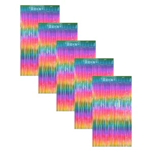 5 Pcs Engagement Metallic Curtain Colorful Foil Background Wedding - Picture 1 of 9
