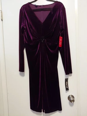 Muse Velvet Dress Long Sleeve Sequin Applique Whimsigoth Size 16 Plum - Image 1 of 4