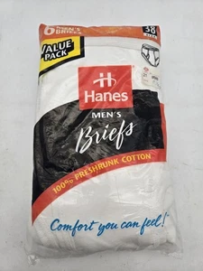 Slip uomo Hanes vintage 1997 confezione 6 valori bianco taglia 38 intimo 100% cotone - Foto 1 di 2