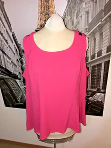 TORRID NWT PINK & BLACK SLEEVELESS TUNIC TOP HI LOW SIZE 3X - Picture 1 of 2