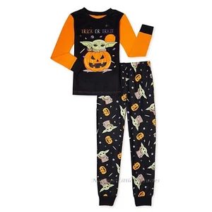 Baby Yoda HALLOWEEN Pajamas Boys Girl Size 4 6 8 10 Mandalorian Star Wars Family - Picture 1 of 4