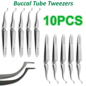 10 Pieces Dental Buccal Tube Tweezers Slim Orthodontic Bracket Placing Holding - Picture 1 of 3