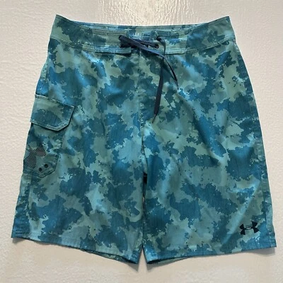 Boardshorts Under Armour 32 x 10" Green Ocean Camo UA Storm Heat Gear Foto 1 de 4