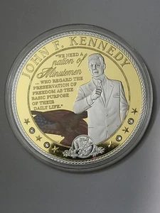 RARE GIGANTIC 24k GOLD LAYERED PROOF - John F. Kennedy Commemorative (70mm) Coin - Picture 1 of 2
