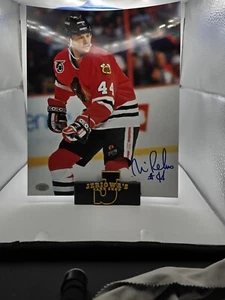MIKE PULUSO (#44) signed (CHICAGO BLACKHAWKS) HOCKEY 8X10 photo W/COA - Picture 1 of 2