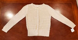 Girl's Frenci Gold Glittery Champagne Cardigan Sweater Ruffled Details Size S - Picture 1 of 11