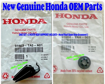 GENUINE 2008-2012 Honda Accord HOOD ROD SUPPORT HOLDER + OPEN STAY GROMMET 1-set Foto 1 de 4
